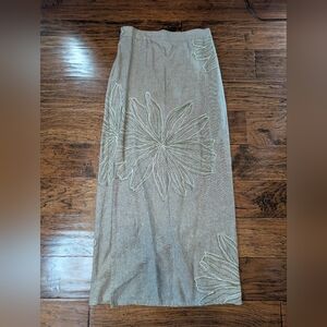 Kaliyana Artwear Overlap Skirt in Chrysanthemum Pattern Linen and Rayon Blend